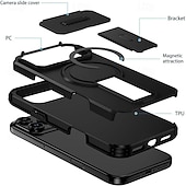 abordables Carcasas iPhone-teléfono Funda Para iPhone 17 Air 17 Pro Max 16 15 14 Pro Max Plus 13 Pro Max Mini Funda Trasera Con Magsafe con Soporte Magnética Soporte de carga inalámbrica Armadura ABS + PC