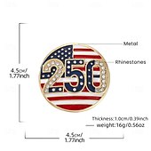 cheap U.S. 250th Anniversary-2 Pcs U.S. 250th Anniversary Brooch, American Flag Enamel Lapel Pins, Patriotic USA 1776-2026 Commemorative Rhinestone Badge, Independence Day Memorial Day Collectible Gift