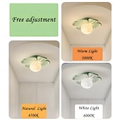 ieftine Montaj Plafon-Lampă de tavan semi-încastrată, corp de iluminat modern pentru hol, cu floare verde din rășină, bec inclus, lumini 3D cu lună pentru insulă de bucătărie, dormitor, living, verandă, coridor