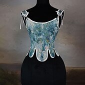 cheap Tops-Medieval Renaissance Cottagecore Corset Overbust Corset Bodice Peasant Lace up Floral Fancy Dress Women's Fantasy Halloween Carnival Casual Daily Renaissance Fair LARP Adults' Corset Spring &amp; Summer