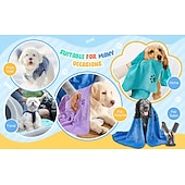 abordables Herramientas de baño-Toallas de secado rápido para mascotas, paquete de 4, colores aleatorios, de poliéster suave y absorbente, ideales para el baño de perros medianos, con diseño de huellas de patas.