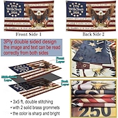 abordables 250º Aniversario-Bandera del 250 aniversario de EE. UU., artículos de merchandising, decoraciones, bandera de EE. UU., patriótica, Betsy Ross, 4 de julio, nosotros el pueblo, 1776, banderas para exteriores, 3x5, doble cara