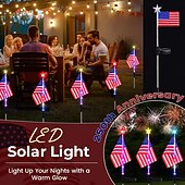  1 pz luci solari decorative a LED per esterni, luci solari con bandiera americana, bandiere decorative, bandiera patriottica da giardino, faretti solari per paesaggistica, luci solari da giardino, luci a LED per asta portabandiera da esterno