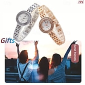economico Orologi al quarzo-Elegant Women's Jewelry Bracelet Watch, Ladies Small Face Luxury Dress Wristwatch with Rhinestone Bezel &amp; Roman Numerals, Fashion Quartz Watch Gift for Her, Rose Gold and Silver Tone