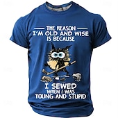 cheap Men's Funny T shirts-Men's Crazy Messy Cat Hockey Player The Reason I'm Old and Wise Funny Quote Graphic T-Shirt Short Sleeve Casual Sports Top Designer Clothing Apparel S M L XL XXL XXXL