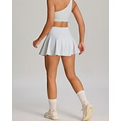 cheap Women's Skirts &amp; Skorts-Women's Solid Colored Casual Skirt Tennis Skirts with Shorts Sport Skirt Pocket High Waist Quick Dry Elastic Sweat-Wicking Breathable Tennis Golf Running Skirt Black Red Navy Blue Tennis Clothing