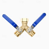 cheap Watering &amp; Irrigation-Garden Hose Splitter 2 Way Heavy Duty, Brass Faucet Adapter With Long Handle For Gardening Water Hose Shut Off Valve Hose Connector Fittings Outdoor Water Spigot Hose Bib Y Splitter