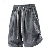 cheap Casual Shorts-Men's Shorts Casual Shorts Textured Shorts Pocket Elastic Waist Plain Abstract Comfort Breathable Knee Length Casual Outdoor Beach Vacation Fashion Pink Apricot Stretchy
