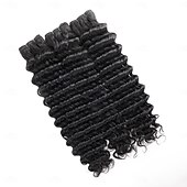 baratos 3 conjuntos de extensões de cabelo natural-Cabelo humano ondulado profundo em 3 pacotes, adequado para mulheres negras, de 30 a 70 cm (12 a 28 polegadas).