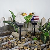 voordelige 250e Jubileumverlichting-2 stuks adelaar solar tuinverlichting, Amerikaanse vlag LED-prikkers voor buiten, 250e jubileum, 4 juli, Onafhankelijkheidsdag, waterdichte Amerikaanse vlag, geschikt voor tuin, terras, gazon, pad en feestelijke decoratie.