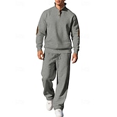 cheap Tracksuits-Men's Tracksuit Jogging Suit Workout Suits Drawstring with Pocket Solid Colored Athletic Clothing Set Fall Black White Outdoor Travel Sports Windproof Warm Breathable Long Sleeve Sport Activewear