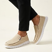 Χαμηλού Κόστους Slip-On Καθημερινά Παπούτσια-Ανδρικά μπεζ slip-on casual μοκασίνια, ελαφριά και άνετα παπούτσια για περπάτημα, απαλά, καθημερινά παπούτσια για καθημερινή χρήση, ταξίδια, οδήγηση, γραφείο και χαλάρωση το Σαββατοκύριακο
