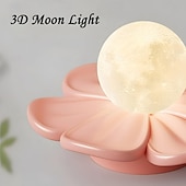 ieftine Montaj Plafon-Lampă de tavan semi-încastrată, corp de iluminat modern pentru hol, cu floare verde din rășină, bec inclus, lumini 3D cu lună pentru insulă de bucătărie, dormitor, living, verandă, coridor