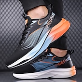 baratos Tênis de Corrida Masculinos-Tênis de corrida masculino preto e laranja - calçado esportivo leve e respirável - tênis esportivo com amortecimento para homens, ideal para corrida, treinos na academia, caminhada e atividades físicas ao ar livre.