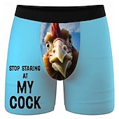  Men's Rooster Chick Funny Slang Stretchy Boxer Briefs Swimming Trunks Boxer Swim Shorts Funny Casual Home Beach Vacation Wear Elastic Waistband Moisture-Wicking Breathable Underwear Designer Clothing