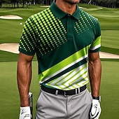 halpa Miesten golfpoolopaita-Miesten Geometrinen Golf Urheilu poolopaidat Lyhythihainen Poolopaidat Kauluspaidat Vapaa-aika Urheilu- ja treenivaatteet 3D-tulostus Napit Hengittävä verkkokangas Kevät kesä Sininen Purppura Apila
