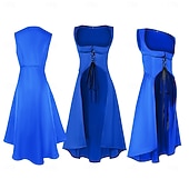 voordelige Jurk-Retro vintage Middeleeuws Renaissance Tot de enkel Jurken Lijfje Mouwloos Boers Veters Kostuum Dames Fantasie Halloween Carnaval Renaissance beurs LARP Volwassenen Kleding