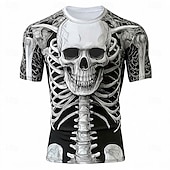 cheap Skull &amp; Bone-Men's Skull Bone T Shirt Short Sleeve T shirt 3D Print Crew Neck Shirt Gothic Street Dark Party White 1 Black White All Seasons Clothing Apparel S M L XL XXL XXXL