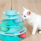 baratos Brinquedos Para Gatos-brinquedo para gato bola giratória prato de diversão para gato bastão de jogo automático para gato pena bola giratória brinquedo de torre espacial