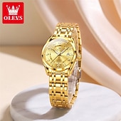 economico Orologi al quarzo-Orologio da donna Olevs, cinturino in acciaio inossidabile argentato, quadrante nero, numeri arabi, orologio analogico al quarzo con datario, impermeabile, orologio elegante da donna.