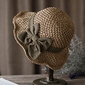 levne vytápění a chlazení-Elegantní tkaný slaměný sluneční klobouk s mašlí, ručně vyrobený skládací letní plážový klobouk, široká krempa, UV ochrana, ležérní kupolovitý sluneční klobouk pro ženy