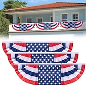  3-teiliges Set aus 152 x 45 cm langen, gefalteten amerikanischen Flaggen-Wimpeln, traditionelle patriotische amerikanische Wimpelketten für den 4. Juli, gefaltete USA-Fächerflagge für die