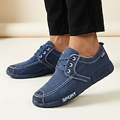 preiswerte Lässige Schnürschuhe-Lässige Herren-Schnürschuhe aus Denim, leichte Sport-Sneaker für Reisen, Alltag und Wochenendoutfits