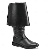 abordables Calzado-Medieval Renacimiento Zapatos Botas hasta la rodilla Botas planas de jazz Pirata Vikingo Cruzado Disfraz Hombre Celta Pirata Víspera de Todos los Santos Mascarada Rendimiento Fiesta y Noche LARP
