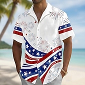  Jour de l'Indépendance Américaine Homme Etoile Drapeau Américain Chemise Chemise d'été Chemise Boutonnée Manche Courte Patriotique Extérieur Festival Été Printemps Col Rabattu Impression 3D chemises