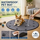 billige Hundesofatrekk-Vanntett hundematte, sklisikker, vaskbar, rund, absorberende, kjæledyrsengmatte, beskyttelse mot innendørs gulv, sklisikker, vaskbar, rund, absorberende, kjæledyrsengmatte, til bur, sofa, innendørs