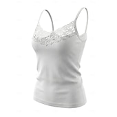preiswerte Spitzenoberteile-Damen Camisole-Tanktop Textur Spitzenbesatz Elegant Ärmellos Rundausschnitt Normale Oberteile Lässig Täglich Schwarz Weiß Grau Sommer Frühling