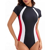economico Rash Guards Interi-Per donna Costume da Bagno Rash Guard Costume da bagno Costumi da bagno sportivi Geometrico Patchwork Gamba corta Protezione Solare UV Asciugatura Rapida Alta elasticità Manica Corta Costume da Bagno
