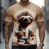 Herren Tiermotiv T Shirt Kurzarm T-Shirt 3D-Druck Rundhalsausschnitt Hemd Lustig Lässig Täglich Straße Khaki Hellgrau Armeegrün Sommer Frühling Bekleidung S M L XL 2XL 3XL
