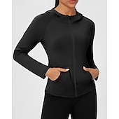 cheap Women's Shirt-Women's Solid Colored Workout Shirt Tennis Sports Jacket Long Sleeve Zipper Pocket Quick Dry Lightweight Moisture Wicking Breathable Tennis Golf Pickleball Hooded Jacket Black Pink Navy Blue Tennis
