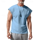 abordables Running Tee &amp; Tank Tops-Men's Solid Colored Workout Tank Top Running Tank Top Gym Tank Top Summer Spring Classic Sleeveless Quick Dry Lightweight Moisture Wicking Breathable Gym Workout Active Training Exercise Black White