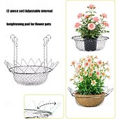 baratos recipientes de plantas-Suporte ajustável para vasos grandes, feito em aço inoxidável resistente à ferrugem, tamanho universal de 30 a 45 cm (12 a 18 polegadas), eleva as plantas para reduzir o uso de terra, ideal para