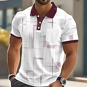 Per uomo Geometrico Polo Manica Corta Magliette polo Camicie con Colletto Business Casual All'aperto Athleisure Abbigliamento quotidiano Stampa 3D Bottoni Primavera & Estate Blu Rosso Blu marino
