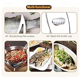 abordables Fruit &amp; Vegetable Tools-4pcs Stainless Steel Fish Remover Tool Set, Kitchen Scaler Fish Skin Graters Cleaning Peeler Scaler Scraper, Ideal for Home, Kitchen, Seafood Markets, and Professional Seafood Preparation