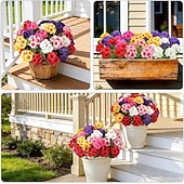  6 Bundles Artificial Geraniums Silk Artificial Flowers for Outdoor Indoor, Realistic UV Resistant Faux Geraniums, Fake Plants for Patio Porch Yard Garden Cemetery Home Table Centerpiece Decor