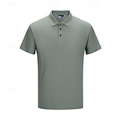 Homens Camisa de golfe Polos Piquê O negócio Casual gola pólo com nervuras Manga Curta Moda Básico Côr Sólida Botões Verão Primavera & Outono Normal Preto Branco Verde Claro Azul Marinho Cinzento