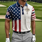  Bărbați Drapelul SUA american Golf Tricouri polo Manșon scurt Tricouri de polo Rever Casual Îmbrăcăminte Atletică Purtare Zilnică Imprimare 3D Nasturi Primavara vara Albastru 1 Albastru 3# Albastru 2#