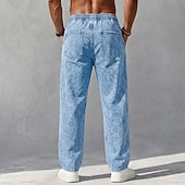 cheap Casual Pants-SoftFade™ Men's Trousers Casual Pants 100% Cotton Denim Pants Drawstring Elastic Waist Straight Leg Plain Comfort Breathable Full Length Casual Daily Outdoor Vacation Fashion Navy Blue Light Blue