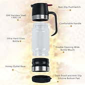 levne Kuchyňská úložiště-skleněný dávkovač medu se základnou &amp;rukojeť, sklenice na sirup/med bez kapání, skleněná konvice o objemu 355 ml vhodná na kávu, čaj, pro, nádoba na med bez rozlití pro stolní nebo komerční použití