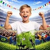 cheap Boy's 3D Sports &amp; Game-Boys' 3D Graphic Football Soccer T Shirts T shirt Tee Short Sleeve 3D Print Summer Spring Sports Fashion Streetwear Kids 4-12 Years Crew Neck Casual Daily Outdoor Regular Fit
