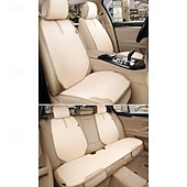  Universal 7pcs Car Seat Covers Full Set, Breathable Linen Front and Rear Seat Cushions with Backrest Protectors, Airbag Compatible Seat Pad for Most Cars, SUV, Truck, Storage Pockets