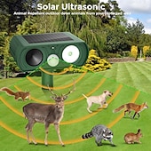 お買い得  電気蚊忌避剤-ソーラー式超音波動物撃退器、屋外用、動き感知式、鹿、リス、ウサギ、猫、犬、アライグマ、キツネ撃退器、防水、LED点滅ライト付き、庭、農場用