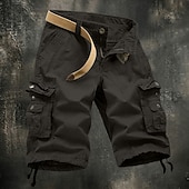 abordables Clásico-Hombre Pantalones tipo cargo Pantalón Corto Cargo Pantalón corto Pantalones cortos casuales Bolsillo Cintura elástica Color sólido Plano Longitud de la rodilla Casual Exterior Ropa de calle Moda Ropa
