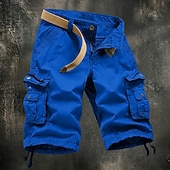 abordables Clásico-Hombre Pantalones tipo cargo Pantalón Corto Cargo Pantalón corto Pantalones cortos casuales Bolsillo Cintura elástica Color sólido Plano Longitud de la rodilla Casual Exterior Ropa de calle Moda Ropa