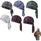  6-pack elastisk cykelkeps med paisleymönster, kylande huvudduk, snabbtorkande piratbandana för män &kvinnor, fitness, löpning, gym, helårsmössa för huvudbonad