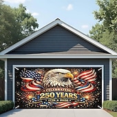 baratos 250º Aniversário-Capa decorativa para porta de garagem comemorativa do 250º aniversário - águia-careca patriótica e bandeira americana, banner para o 4 de julho - capa para porta de garagem para decoração da festa do Dia da Independência de 2026, 2,4 x 2,1 m